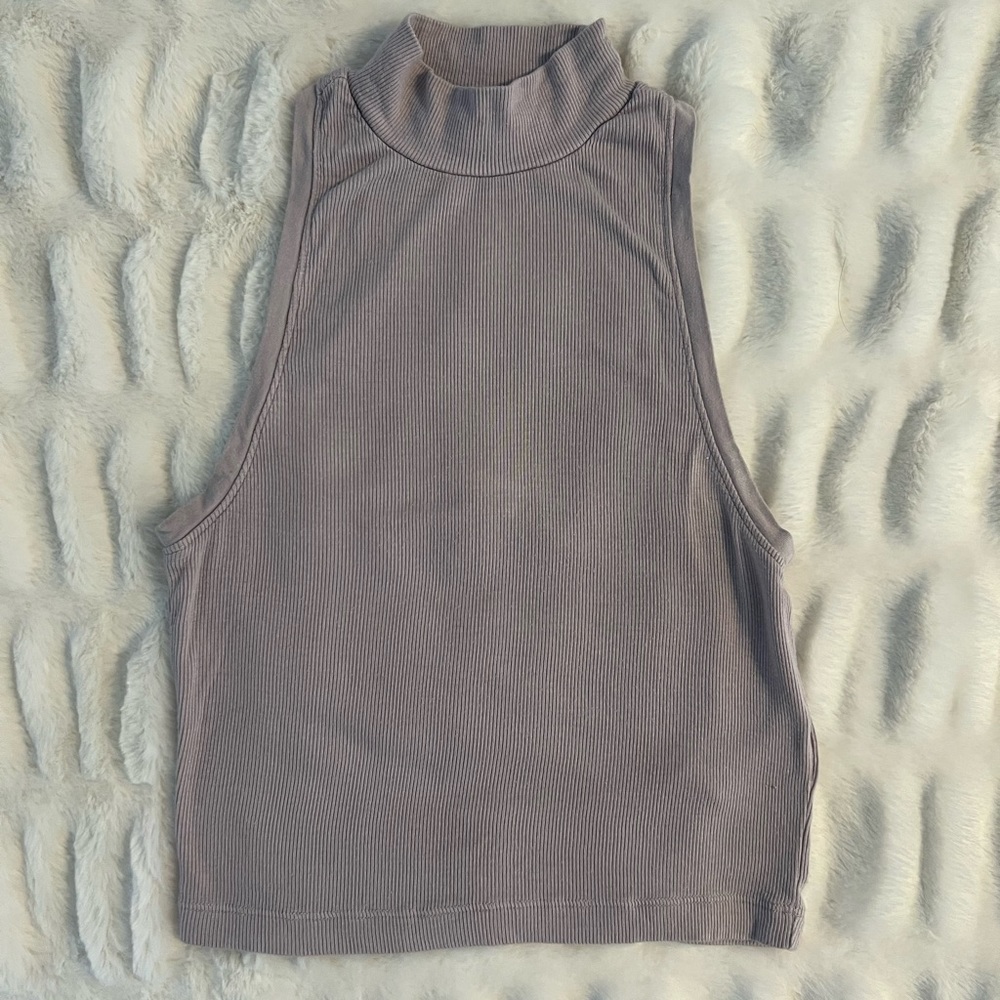 Aritzia Gray Sleeveless Crop Top